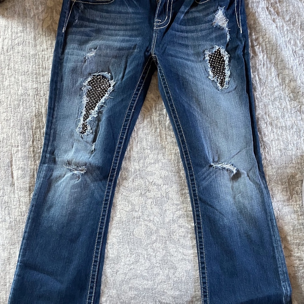 Miss Me Rhinestone Jeans 31x30 (hemmed) JE5422ER Easy Boot